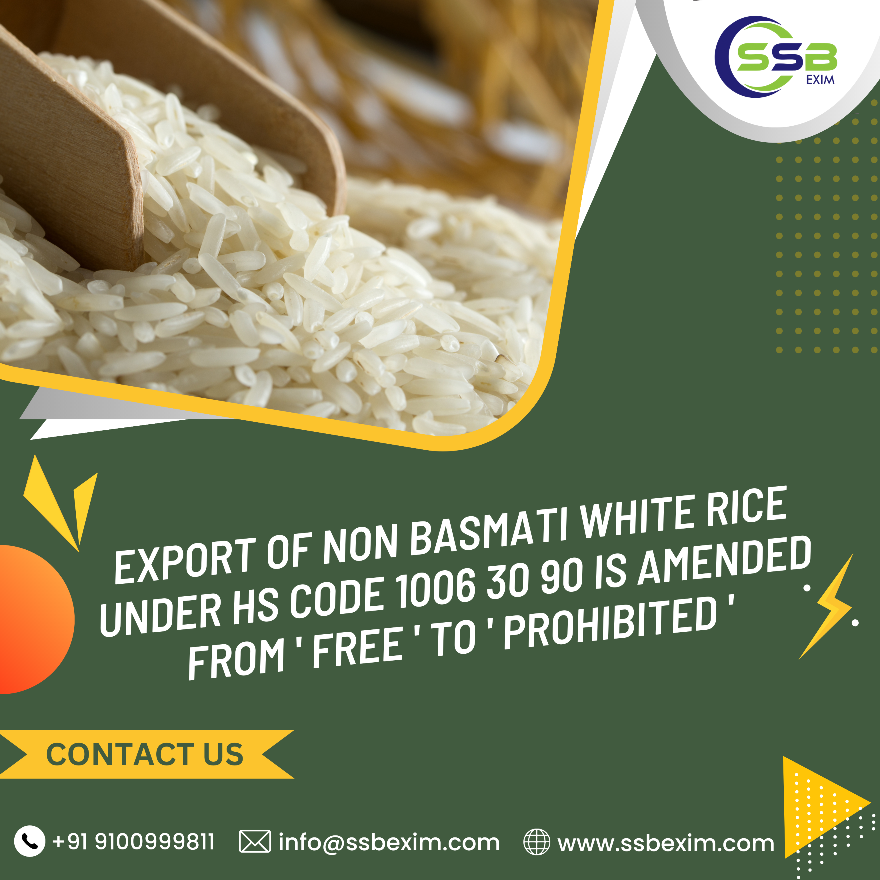 AMENDMENT ON EXPORT POLICY OF NON BASMATI RICE UNDER HS CODE 1006 30 90