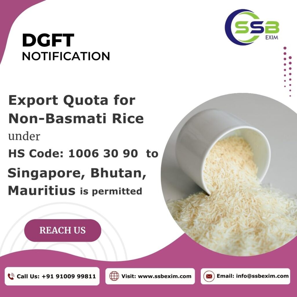 Export Quota For Non-Basmati White Rice